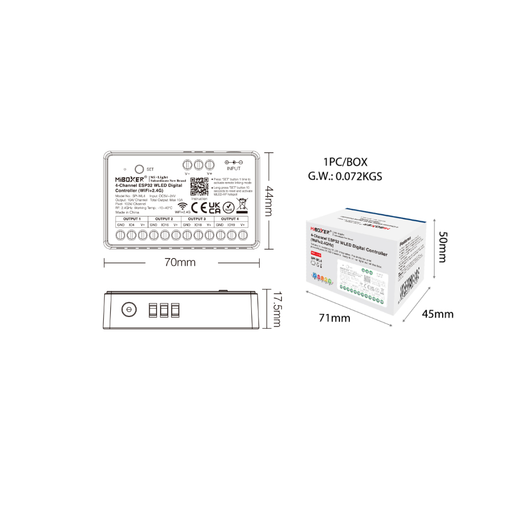 Miboxer SPIW5-4 5in1 SPI LED C - đánh giá và giá Ws2812B