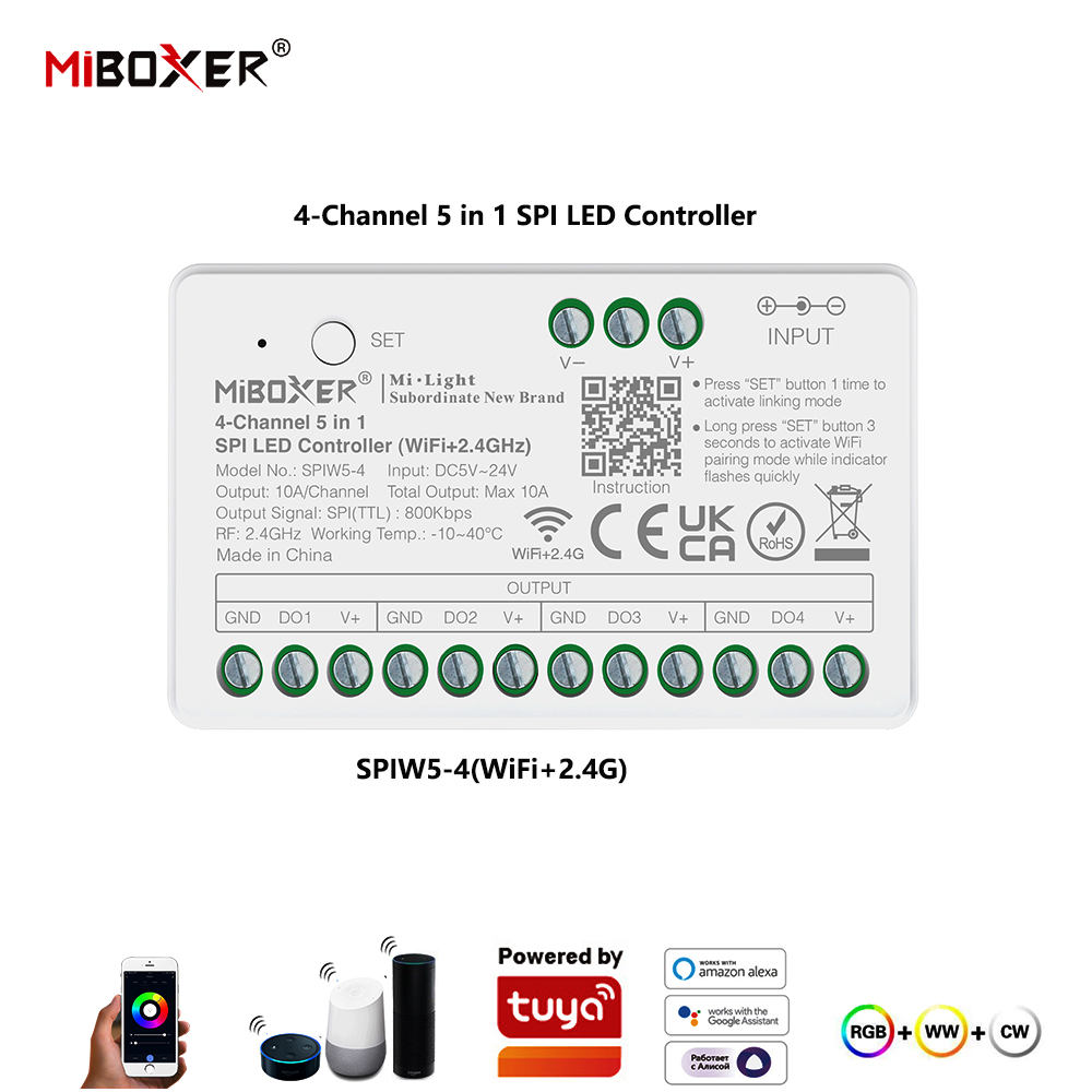 Miboxer SPIW5-4 5in1 SPI LED C - đánh giá và giá Ws2812B