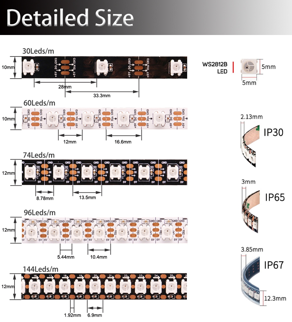 WS2811 WS2812B WS2813 WS2815 5 - đánh giá và giá Ws2812B Strip 5V
