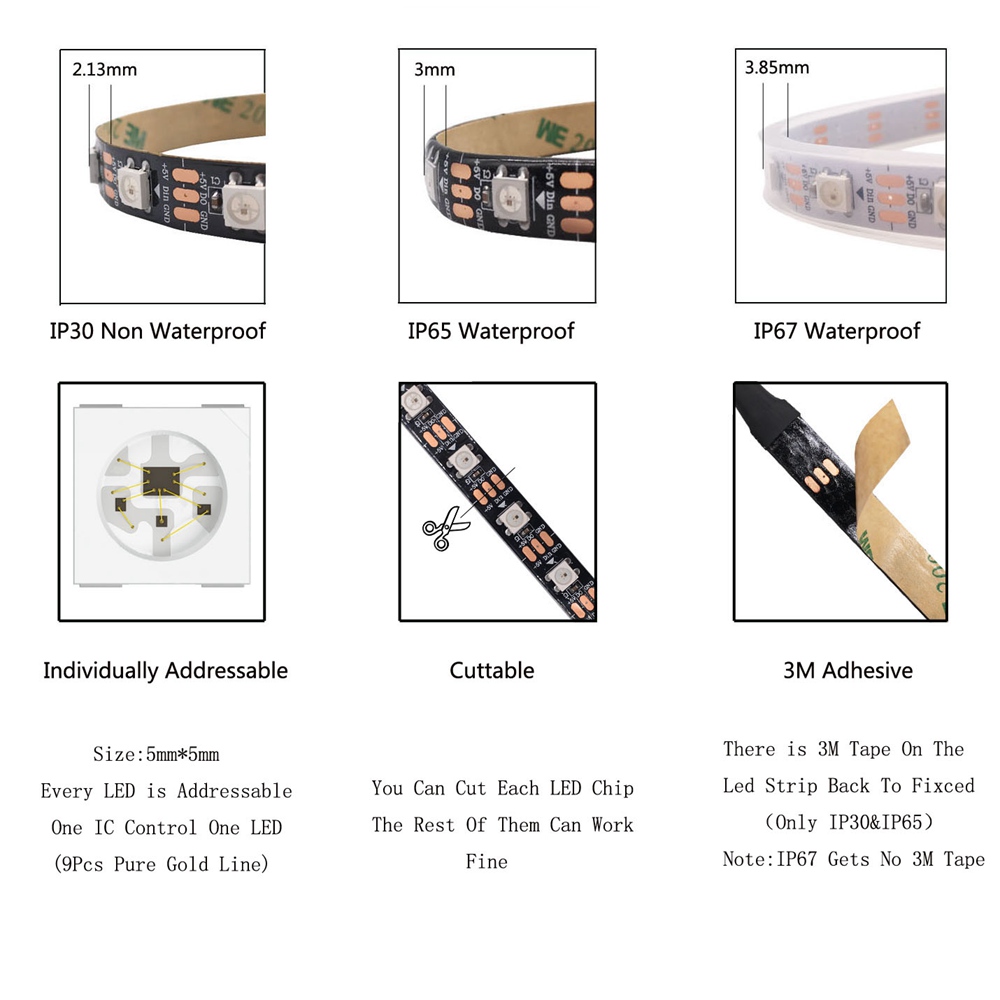 WS2811 WS2812B WS2813 WS2815 5 - đánh giá và giá Ws2812B Strip 5V