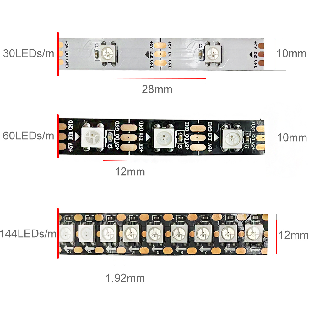DC5V WS2812B 5m/Roll 30/60/144 - đánh giá và giá Ws2812B Strip 5V